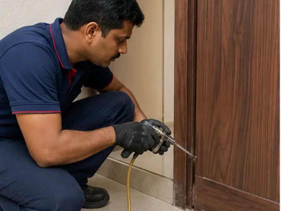 Wooden door frame termite treatment